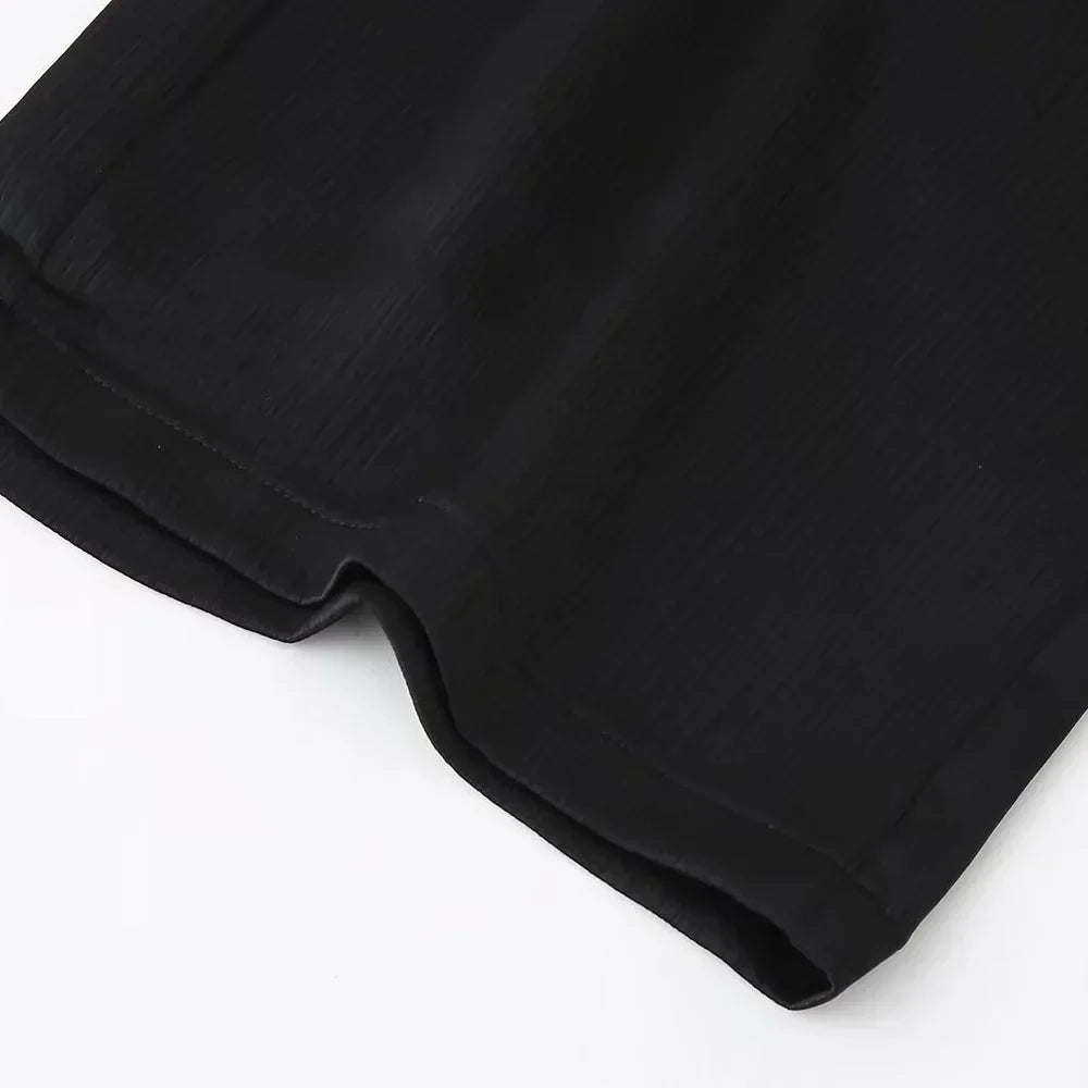 חליפת שני חלקים בד קרפ מבריק נעים מכנסיים ארוכים ובלייזר - ריקה