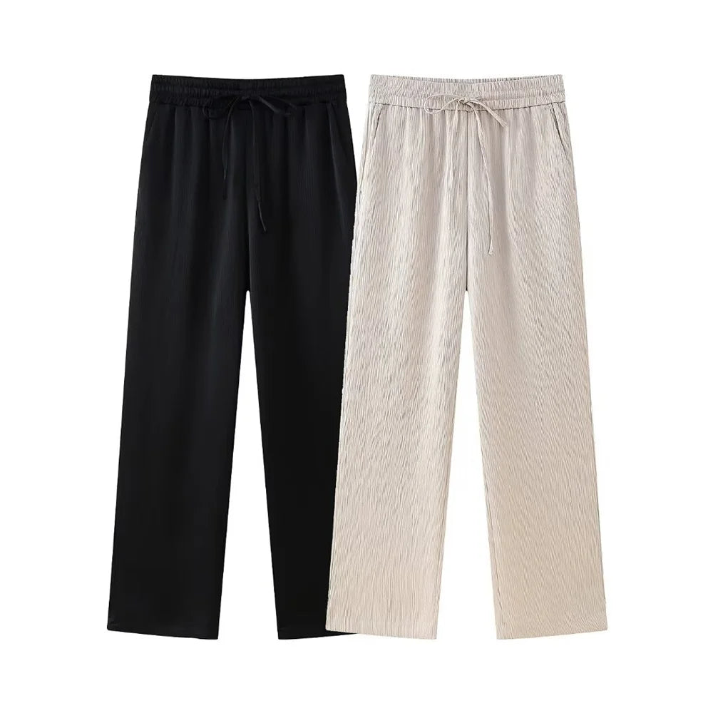 חליפת שני חלקים בד קרפ מבריק נעים מכנסיים ארוכים ובלייזר - ריקה