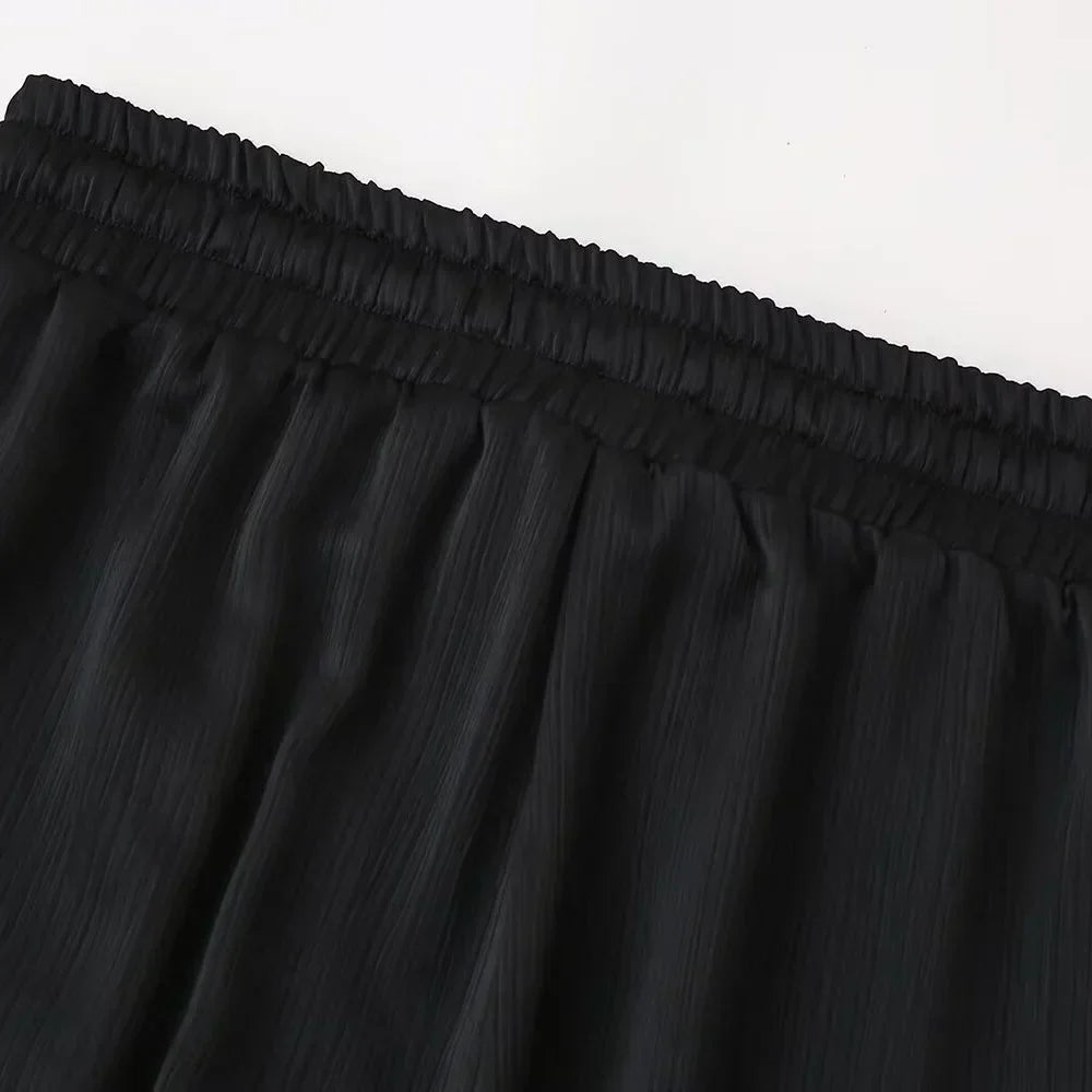 חליפת שני חלקים בד קרפ מבריק נעים מכנסיים ארוכים ובלייזר - ריקה