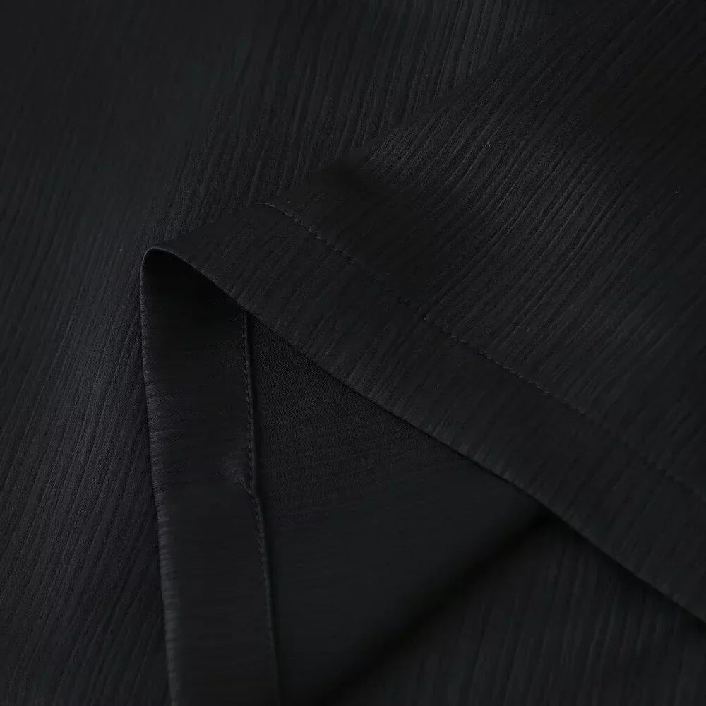 חליפת שני חלקים בד קרפ מבריק נעים מכנסיים ארוכים ובלייזר - ריקה