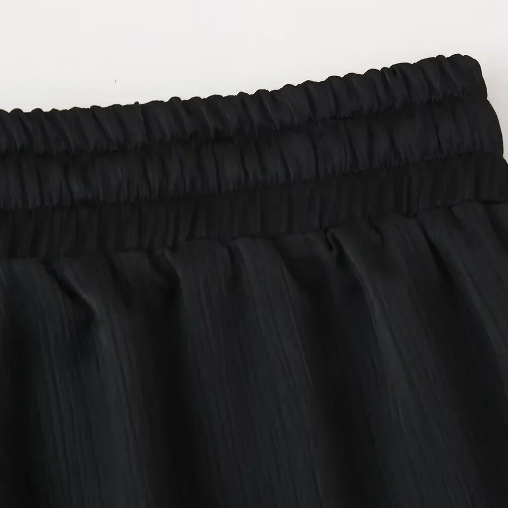 חליפת שני חלקים בד קרפ מבריק נעים מכנסיים ארוכים ובלייזר - ריקה